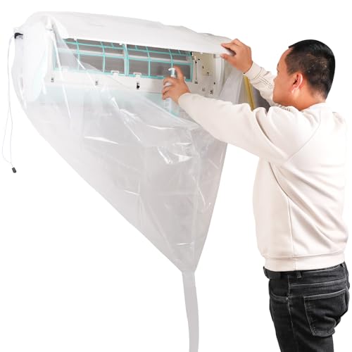 Yixintech エアコン洗浄カバー 壁掛用 エアコン掃除カバー エアコ ン掃除養生袋 エアコ ン 掃除シート 使いやすい かぶせるだけ サイズ調整 排水 透明 エアコ ンクリーニング用カ バー 洗浄 掃 除 シート 汚水の飛散を防ぐ 漏れがないこと サイズ調整 再利用可能 (洗浄カ バー)